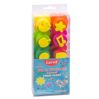 Бои за рисуване с пръсти 10цв + печати ЛАРЕД