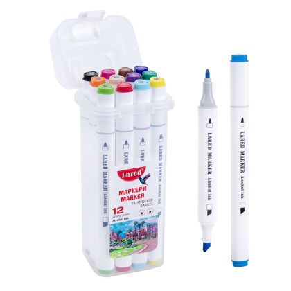 Маркери  АЛКОХОЛНИ 12цвята ЛАРЕД