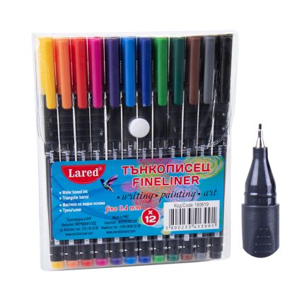 Тънкописец  ЛАРЕД  0.4мм  12 цвята КОМПЛЕКТ