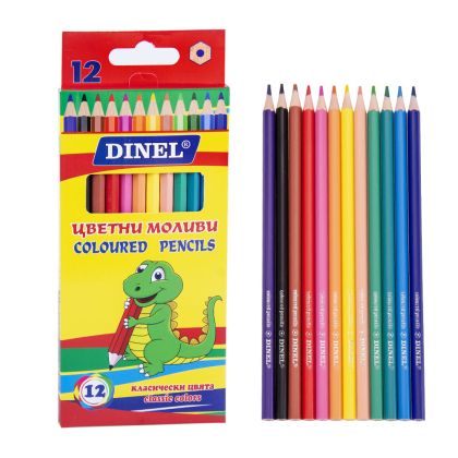 Цветни моливи  ДИНЕЛ   12цв.  ДЪЛГИ