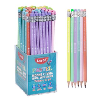 Моливи ЛАРЕД  с гума  ПАСТЕЛ