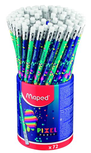 Молив  МАПЕД НВ триъгълен с гума PIXEL PARTY !!!