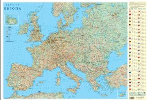 Стенна карта на Европа   физич. 70/100  !!!