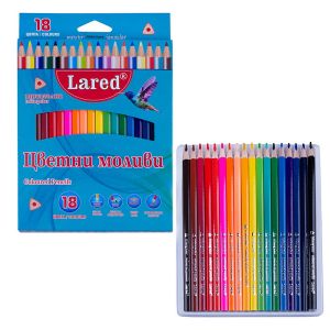 Цветни моливи триъгълни  ЛАРЕД  18цв.