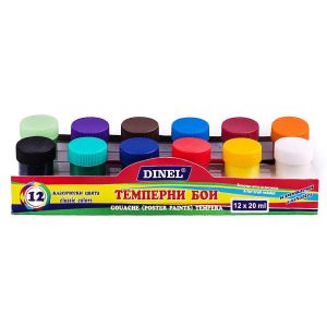 Темперна боя 12цв.в Бурканче ДИНЕЛ