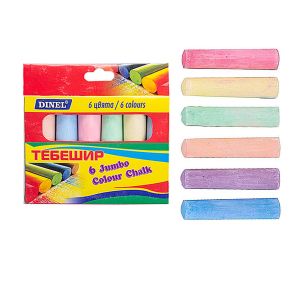 Тебешир 6 цв. ДЖЪМБО  в кутия  ДИНЕЛ