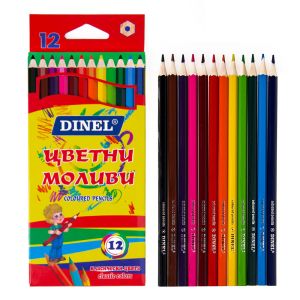Цветни моливи  ДИНЕЛ   12цв.  ДЪЛГИ