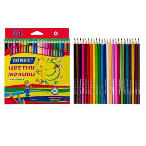 Цветни моливи  ДИНЕЛ  24 цвята  ДЪЛГИ