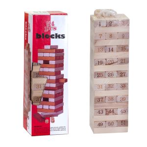Игра дървени кубчета 54 части  ДЖЕНГА  ЦИФРИ
