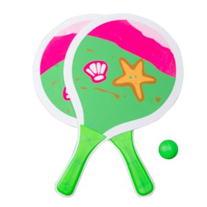 Плажен тенис комплект: Дървени ракети и топка за забавление!