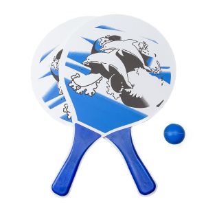 Плажен тенис комплект: Дървени ракети и топка за забавление!