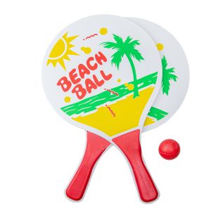 Плажен тенис комплект: Дървени ракети и топка за забавление!