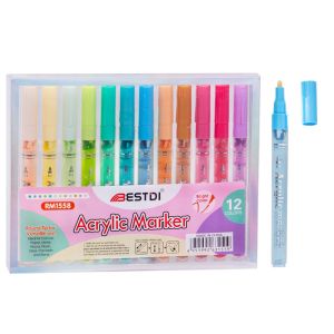 Маркери  АКРИЛНИ  12 цвята К-Т BESTDI RM1558