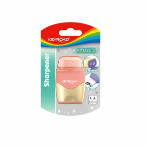 Острилка 2в1 + гума КЕЙРОУД МЕТАЛИК KR972934 бл.