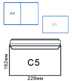 Плик  бял  С5   162/229мм. за  50бр. в ПАКЕТ